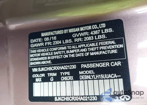 2017 Infiniti Qx30 Premium z USA, uszkodzony, nr VIN SJKCH5CRXHA021230